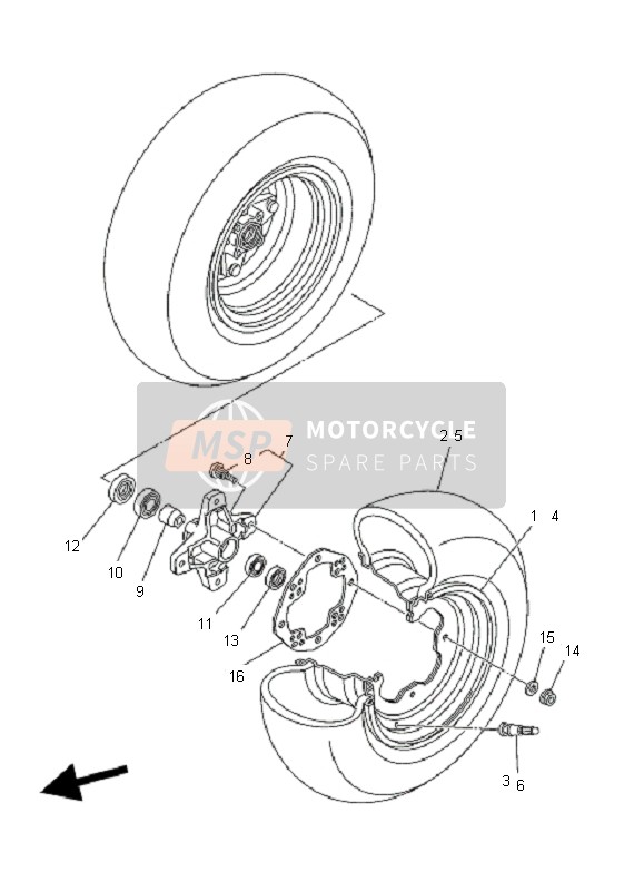 Yamaha YFM700R 2006 Front Wheel for a 2006 Yamaha YFM700R