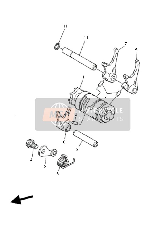 Yamaha YFS200 BLASTER 2006 Schakelnok & Vork voor een 2006 Yamaha YFS200 BLASTER