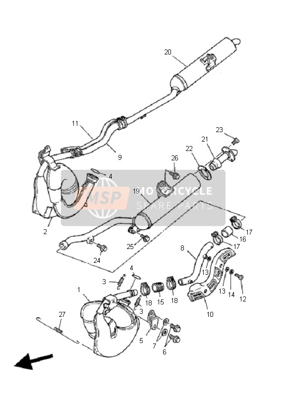 Yamaha YFZ350 BANSHEE 2006 Exhaust for a 2006 Yamaha YFZ350 BANSHEE