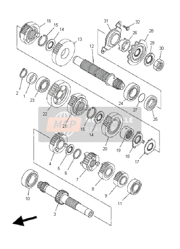 Yamaha YFZ450  2006 Transmisión para un 2006 Yamaha YFZ450 