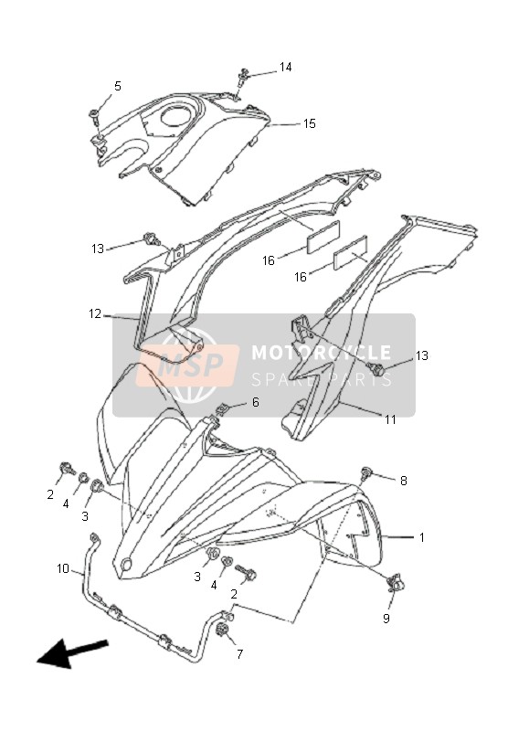 Yamaha YFZ450  2006 Guardabarros delantero para un 2006 Yamaha YFZ450 