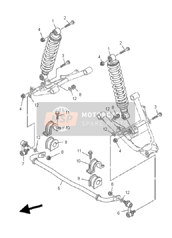 Yamaha YXR450FA RHINO 2006 Suspension arrière pour un 2006 Yamaha YXR450FA RHINO