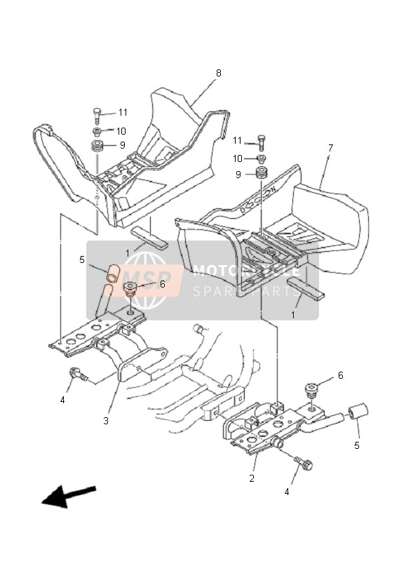 Yamaha YFM50R 2007 STÄNDER & FUSSRASTE für ein 2007 Yamaha YFM50R