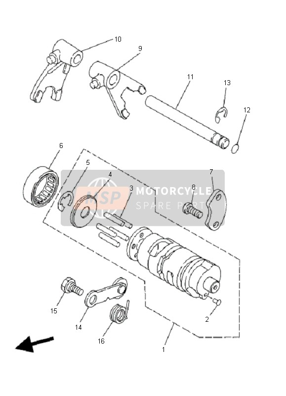 Yamaha YFM80R 2007 Shift Cam & Fourchette pour un 2007 Yamaha YFM80R