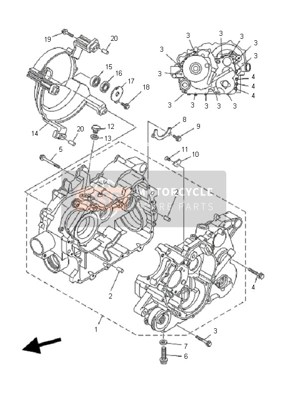 Yamaha YFM350 GRIZZLY 2x4 2007 Crankcase for a 2007 Yamaha YFM350 GRIZZLY 2x4