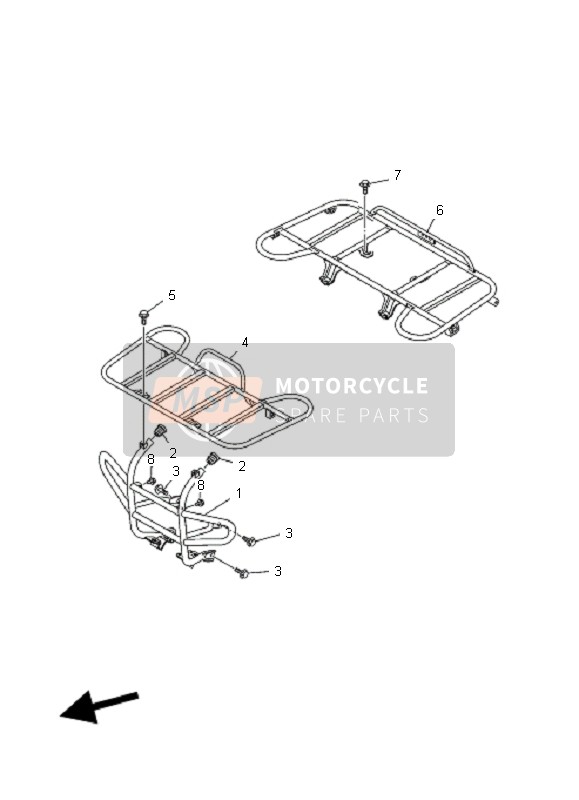 Yamaha YFM350 GRIZZLY 2x4 2007 Guardia para un 2007 Yamaha YFM350 GRIZZLY 2x4