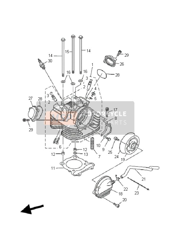 Yamaha YFM350X WOLVERINE 2X4 2007 Cylinder Head for a 2007 Yamaha YFM350X WOLVERINE 2X4