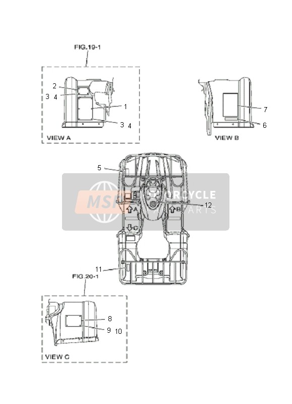 Yamaha YFM350F GRIZZLY 2X4 2007 Emblème & Étiquette pour un 2007 Yamaha YFM350F GRIZZLY 2X4