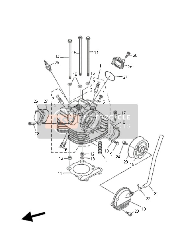 Yamaha YFM350F GRIZZLY 4X4 2007 Cabeza de cilindro para un 2007 Yamaha YFM350F GRIZZLY 4X4