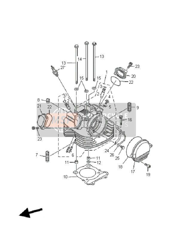 Yamaha YFM350R 2007 Cylinder Head for a 2007 Yamaha YFM350R