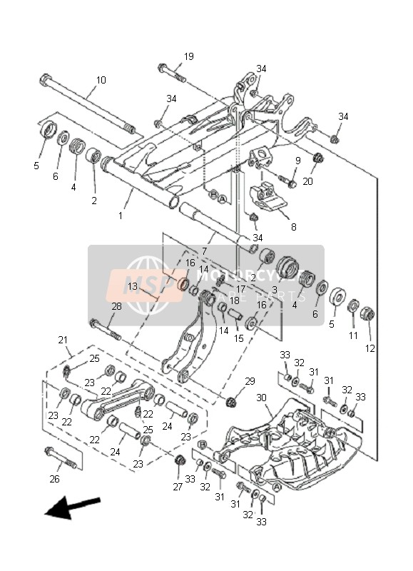 Yamaha YFM350R 2007 Rear Arm for a 2007 Yamaha YFM350R