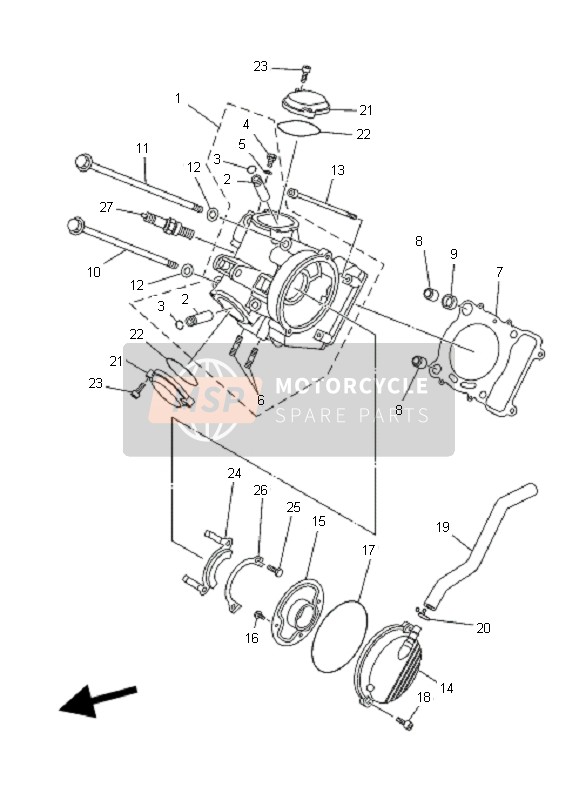 Yamaha YFM450F GRIZZLY 2007 Cabeza de cilindro para un 2007 Yamaha YFM450F GRIZZLY