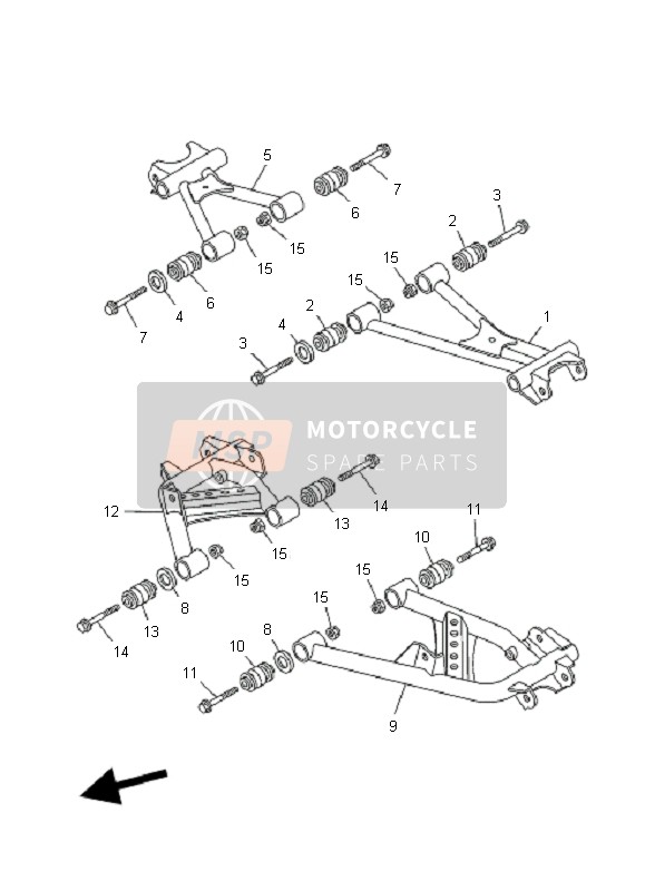 Yamaha YFM450F GRIZZLY 2007 Brazo trasero para un 2007 Yamaha YFM450F GRIZZLY