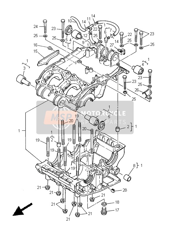 Yamaha YFZ350 BANCHEE 2011 Crankcase for a 2011 Yamaha YFZ350 BANCHEE