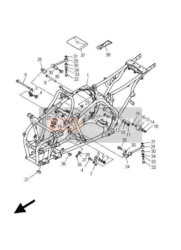 Yamaha YFZ350 BANCHEE 2011 Frame for a 2011 Yamaha YFZ350 BANCHEE