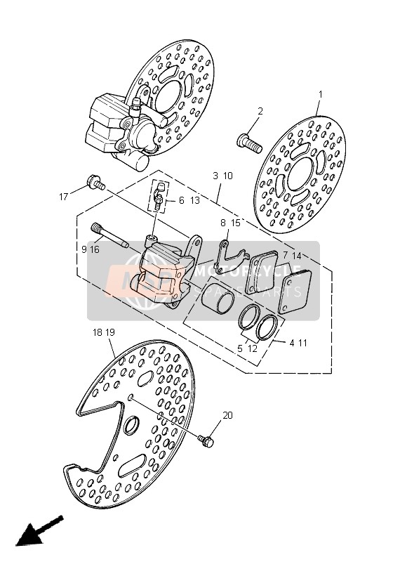 Yamaha YFZ350 BANCHEE 2011 Pinza freno anteriore per un 2011 Yamaha YFZ350 BANCHEE