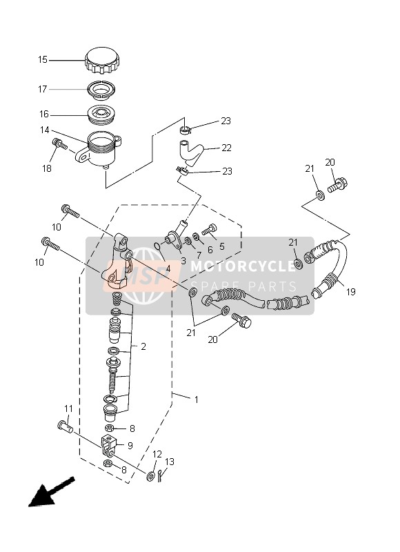 Yamaha YFZ350 BANCHEE 2011 Rear Master Cylinder for a 2011 Yamaha YFZ350 BANCHEE