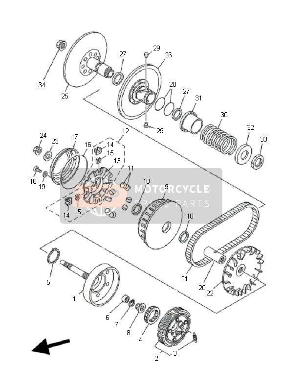 5KM176410100, Courroie Trapezoidal, Yamaha, 3