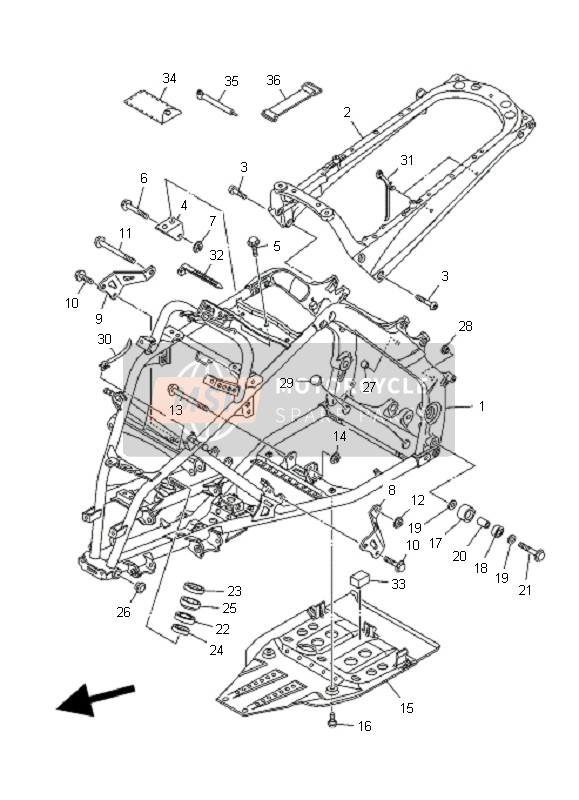 1S3211901800, Hinterrahmen Kompl., Yamaha, 0