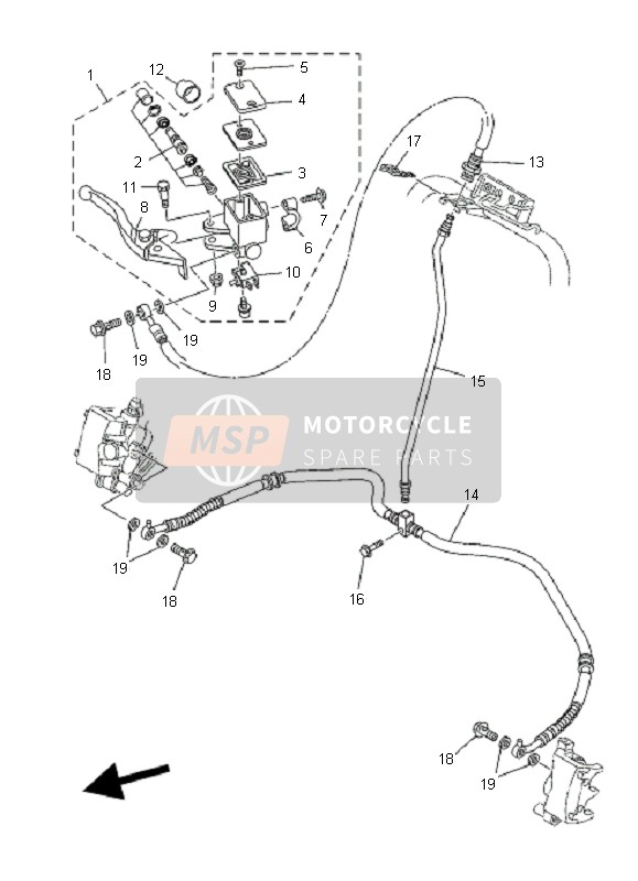 Yamaha YFM700R 2007 Cilindro maestro delantero para un 2007 Yamaha YFM700R