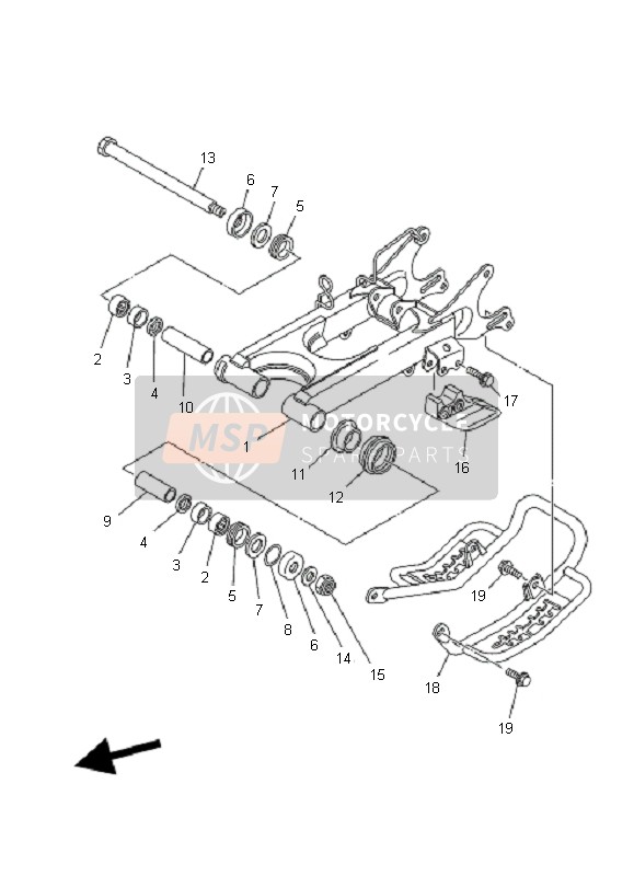 Yamaha YFS200 BLASTER 2007 Brazo trasero para un 2007 Yamaha YFS200 BLASTER