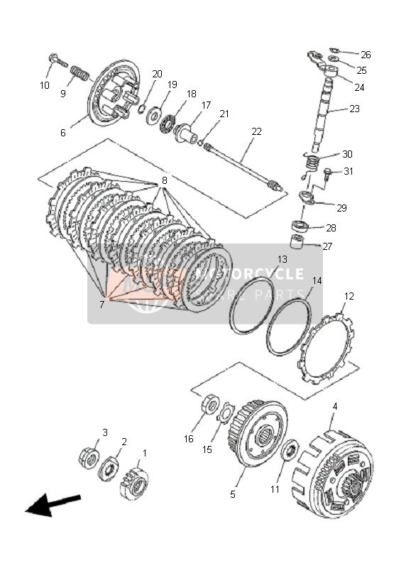 Yamaha YFZ450  2007 Embrague para un 2007 Yamaha YFZ450 