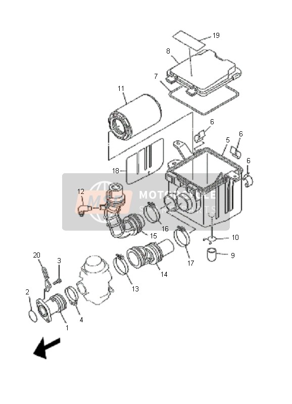 Yamaha YFM250 BEAR TRACKER 2x4 2001 Intake for a 2001 Yamaha YFM250 BEAR TRACKER 2x4