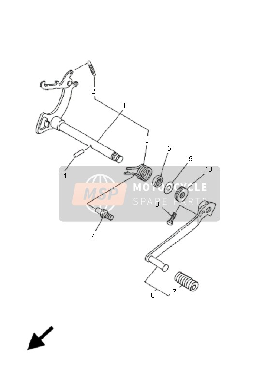 Yamaha YFM80R 2008 Arbre de changement de vitesse pour un 2008 Yamaha YFM80R