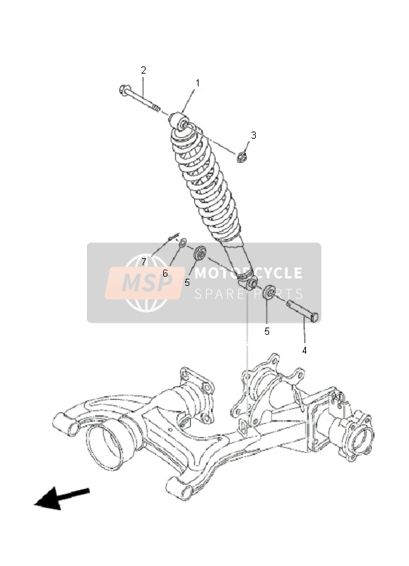 Yamaha YFM350 GRIZZLY 2x4 2008 Suspensión trasera para un 2008 Yamaha YFM350 GRIZZLY 2x4