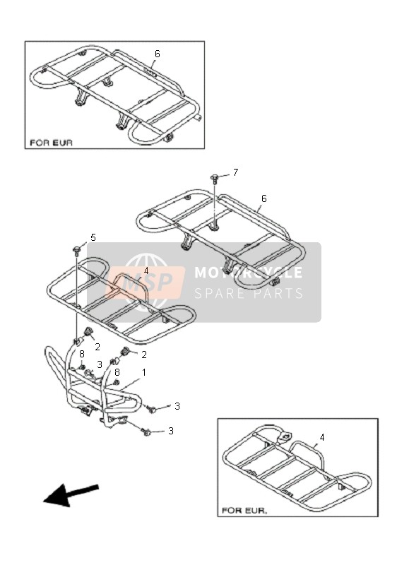 Yamaha YFM350 GRIZZLY 2x4 2008 Guardia para un 2008 Yamaha YFM350 GRIZZLY 2x4