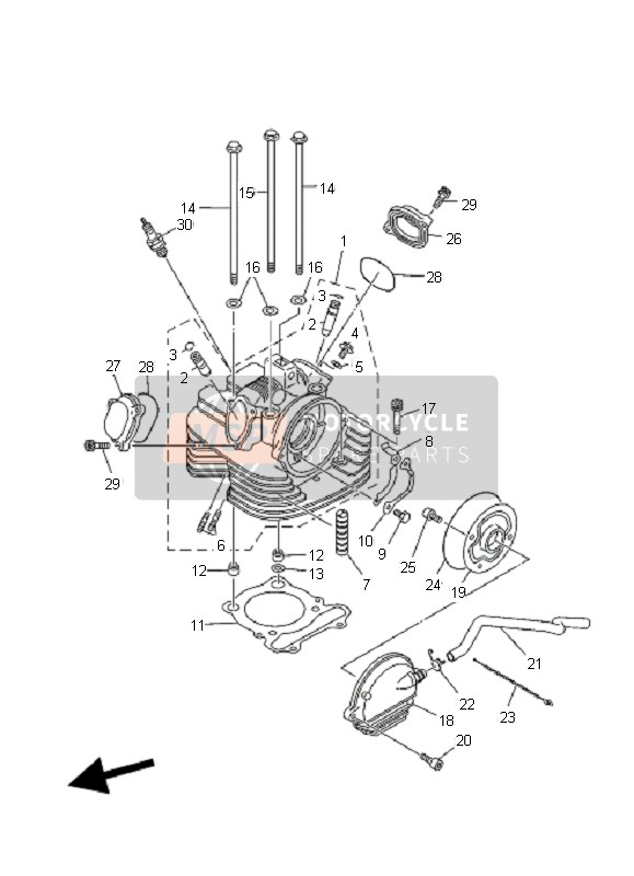 Yamaha YFM350X WOLVERINE 2X4 2008 Cylinder Head for a 2008 Yamaha YFM350X WOLVERINE 2X4