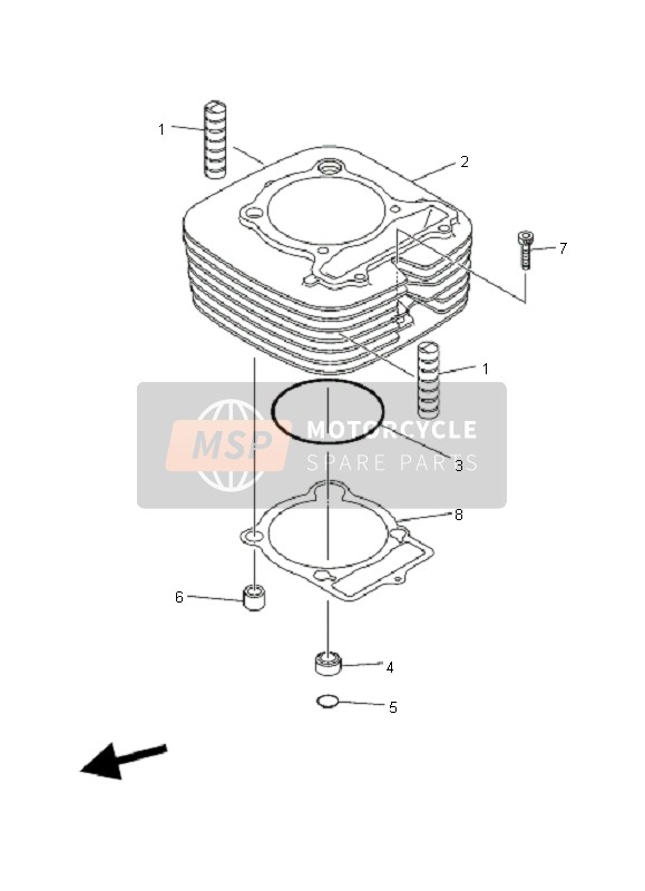 Yamaha YFM350X WOLVERINE 2X4 2008 Cylinder for a 2008 Yamaha YFM350X WOLVERINE 2X4