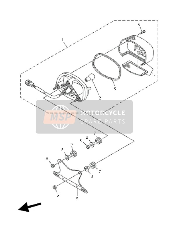 Yamaha YFM350X WOLVERINE 2X4 2008 Luz De La Cola 2 para un 2008 Yamaha YFM350X WOLVERINE 2X4