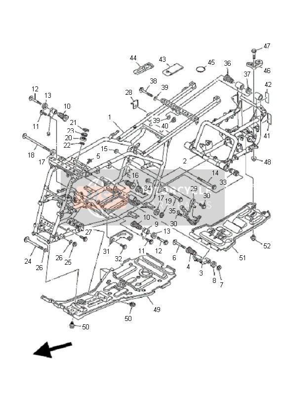 Yamaha YFM350F GRIZZLY IRS 4x4 2008 Frame for a 2008 Yamaha YFM350F GRIZZLY IRS 4x4