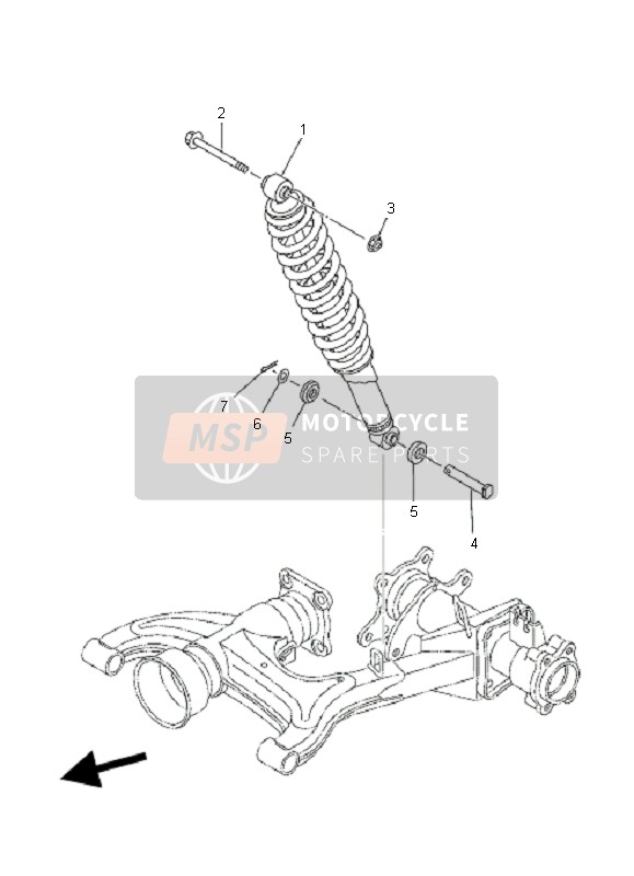 Yamaha YFM350F GRIZZLY 4X4 2008 Suspension arrière pour un 2008 Yamaha YFM350F GRIZZLY 4X4