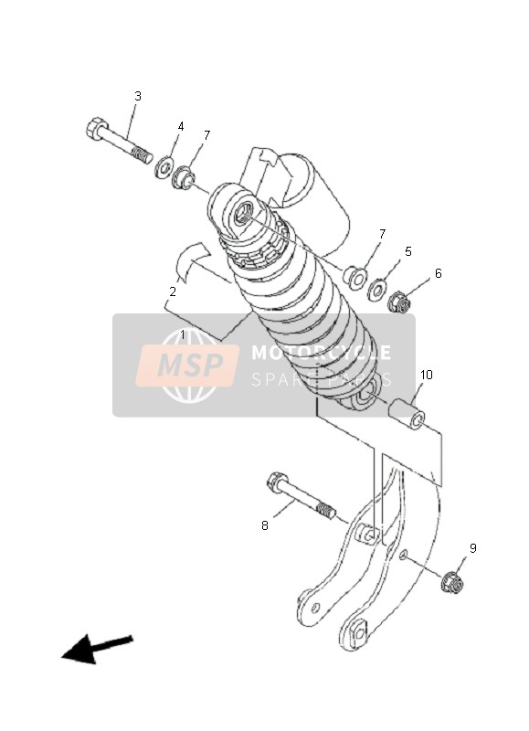 Yamaha YFM350R 2008 Suspensión trasera para un 2008 Yamaha YFM350R