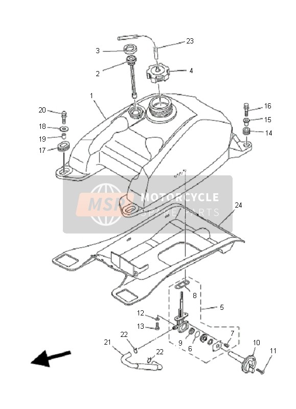 Yamaha YFM450FG GRIZZLY 4x4 2008 Benzinetank voor een 2008 Yamaha YFM450FG GRIZZLY 4x4