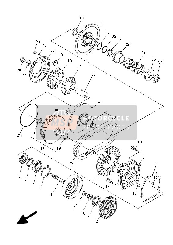 3B4176601000, Poul Secondaire Fixe, Yamaha, 1