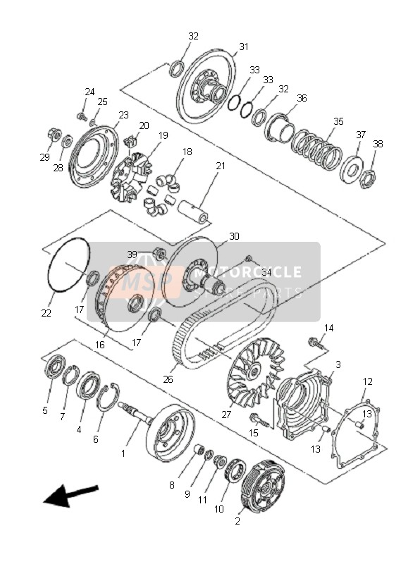 Yamaha YFM700F GRIZZLY EPS 2008 Embrayage pour un 2008 Yamaha YFM700F GRIZZLY EPS