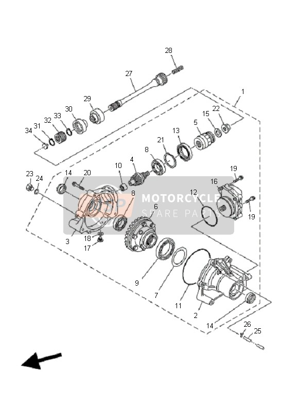 Yamaha YFM700F GRIZZLY EPS 2008 Diferencial delantero para un 2008 Yamaha YFM700F GRIZZLY EPS