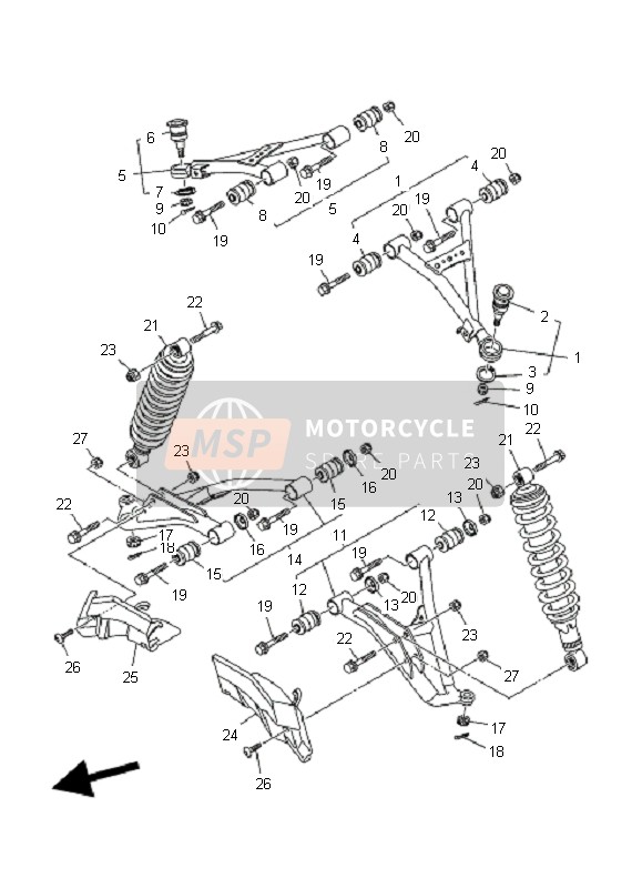 Yamaha YFM700F GRIZZLY EPS 2008 Voorwielophanging & Wiel voor een 2008 Yamaha YFM700F GRIZZLY EPS