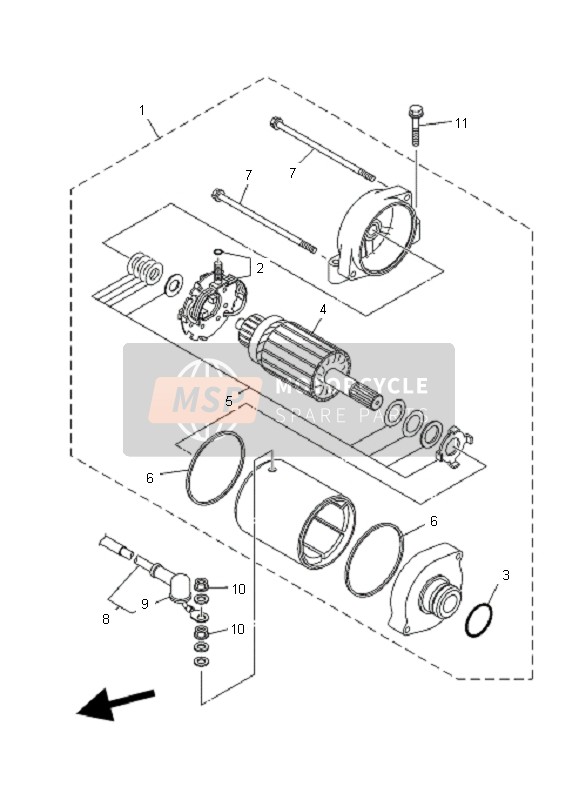 Yamaha YFM700F GRIZZLY EPS 2008 Starting Motor for a 2008 Yamaha YFM700F GRIZZLY EPS