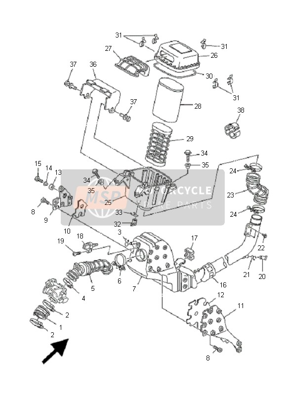 5B4E44530000, Joint, Air Cleaner, Yamaha, 0