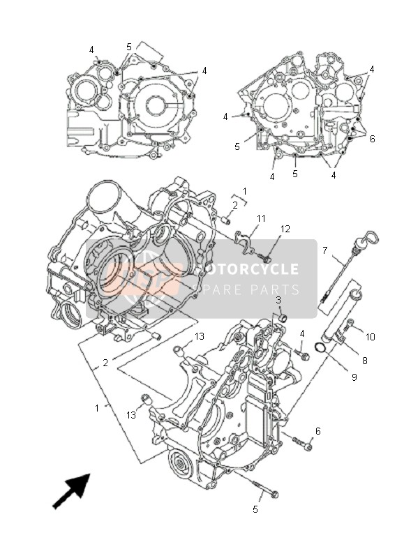 Yamaha YXR700F RHINO 2008 Crankcase for a 2008 Yamaha YXR700F RHINO