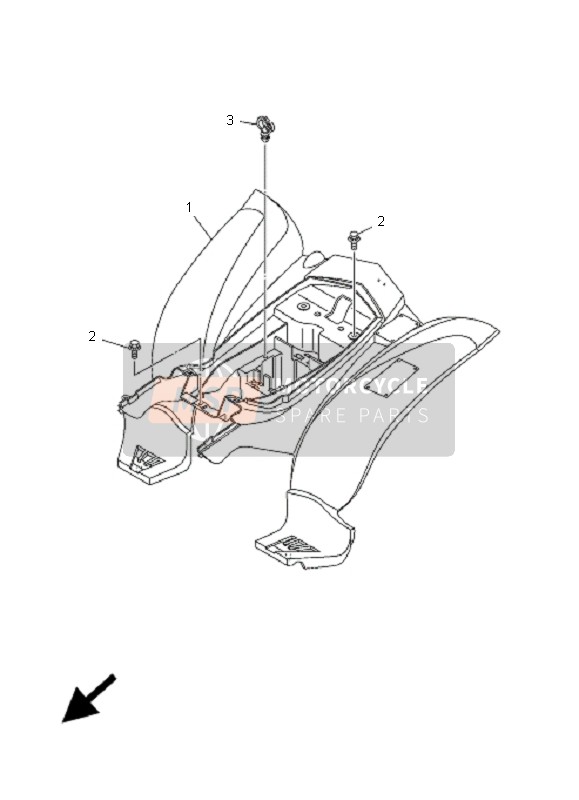 Yamaha YFM50R 2009 Guardabarros trasero para un 2009 Yamaha YFM50R