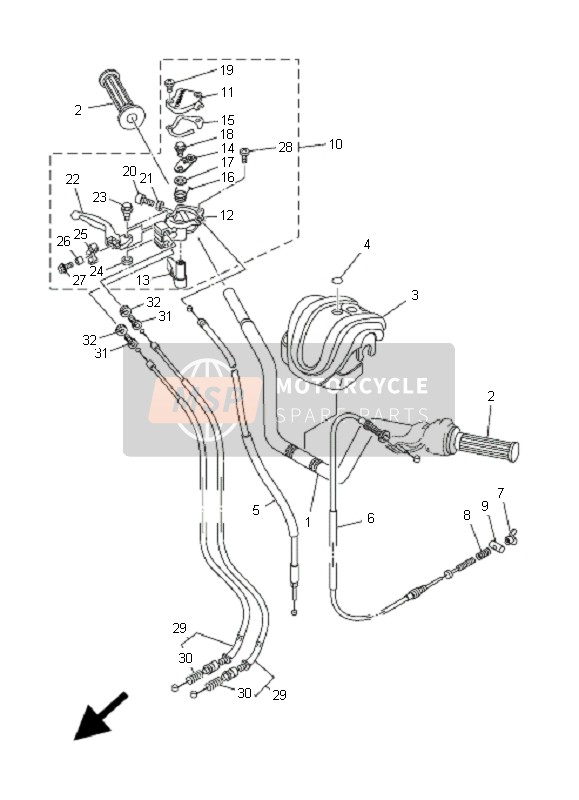 Yamaha YFM50R 2009 Steering Handle & Cable for a 2009 Yamaha YFM50R