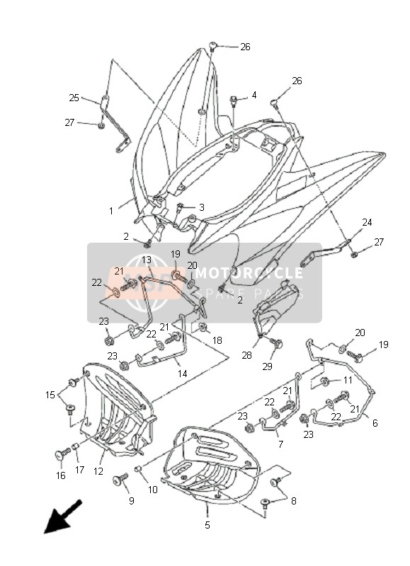 Yamaha YFM250R 2009 Garde-boue arrière pour un 2009 Yamaha YFM250R