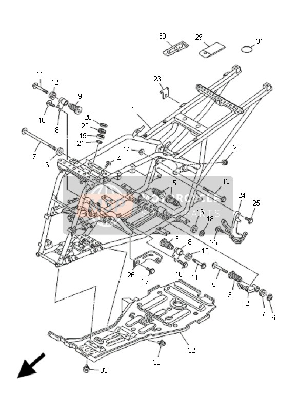 Yamaha YFM350 GRIZZLY 2x4 2009 Frame for a 2009 Yamaha YFM350 GRIZZLY 2x4