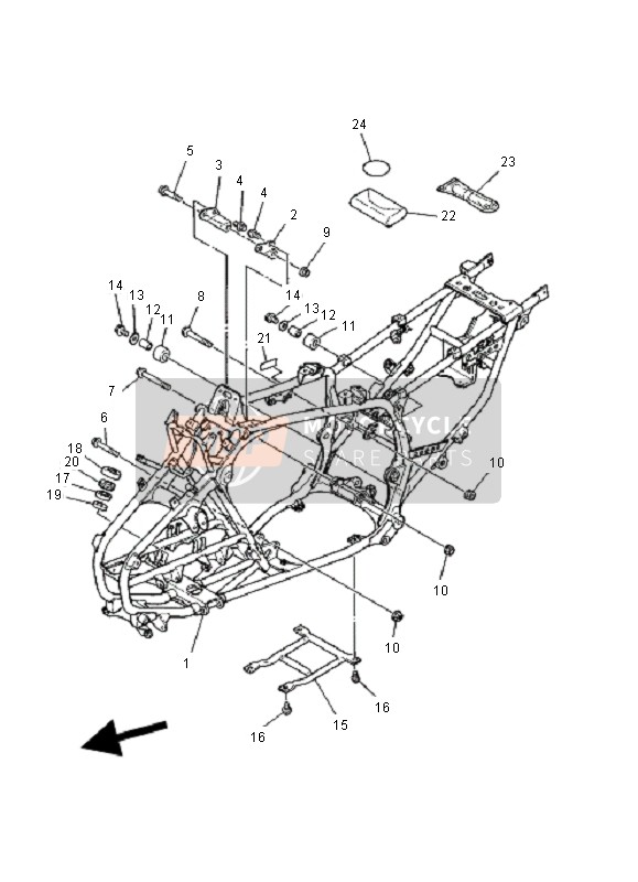 Yamaha YFM350X WARRIOR 2001 Frame for a 2001 Yamaha YFM350X WARRIOR