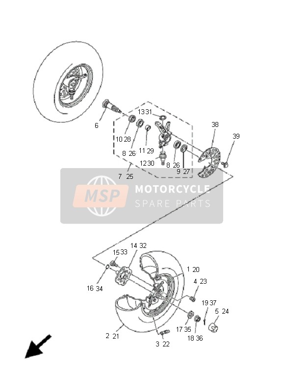 Yamaha YFM350 GRIZZLY 2x4 2009 Front Wheel for a 2009 Yamaha YFM350 GRIZZLY 2x4